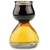 Picture of a double-shot glass filled with two differently-tinted liquids
