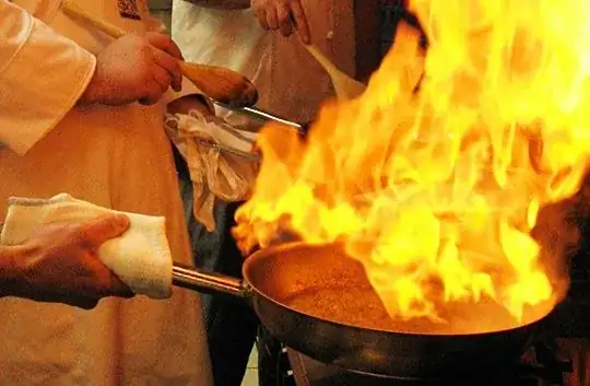 illustration of pan on fire