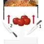 angled cutting knife pushing food off the board into a pot