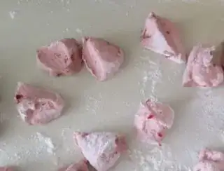 Pink beet dough ready to roll