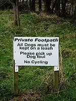 highway=footway ownership=private dog=leashed foot=permissive bicycle=no