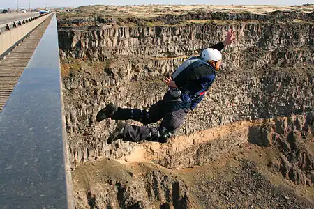 BASE jumping the Perrine Bridge, Idaho, USA