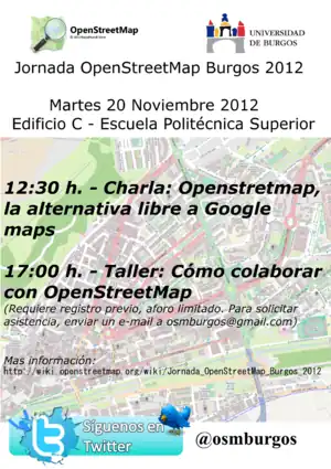 Póster de las Jornadas OpenStreetMap Burgos 2012.