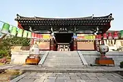 Beomeosa Temple, Busan, South Korea.(A structure that belongs to a temple, but has more than one row of columns and walls.)