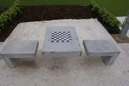 Outdoor chess table Father Collins Park, Clongriffin, Ireland.
