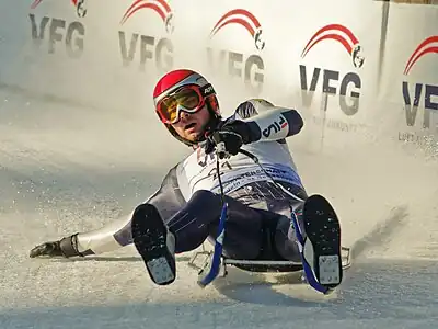 Italský sáňkař Florian Breitenberger na FIL European Luge Natural Track Championships 2010 v St. Sebastian, Rakousko.