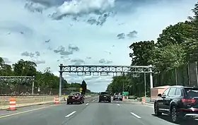 A toll gantry under construction on I-66 in the US.