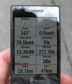 Monitors view on a HTC S740 Smartphone. For each box the parameter shown can be configured. One needs to go into the setup and choose some options to get this view.