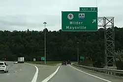 junction:ref=77 destination:ref=KY 9;AA destination=Wilder;Maysville