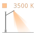 Illustration of a street lamp with a color temperature of 3500 K.