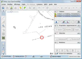 Au centre du cercle rouge, premier clic, sur la planche non géo-référencée