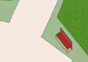 sample rendering of amenity=bench way as two extruded objects