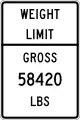 Texas: maxweight=58420 lbs (specify unit as pounds)