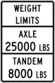 United States, Texas: maxaxleload=25000 lbs maxaxleload:conditional=8000 lbs @ (bogie)