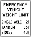 United States: maxaxleload:emergency=12 st maxbogieweight:emergency=26 st maxweight:emergency=43 st (specify unit as short tons)