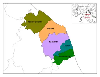La regione Marche e le sue 5 province