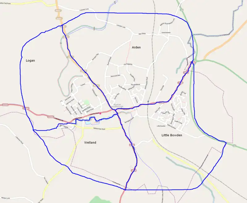 Market Harborough in pie segments
