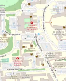 Vialidad interna de la Universidad Central de Venezuela.