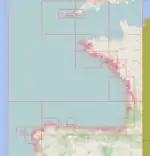 The area covered by the OpenSeaMap chart bundle 'Gulf of Biscay' as of may 2016.