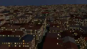 A part of Paris with the late evening setting.