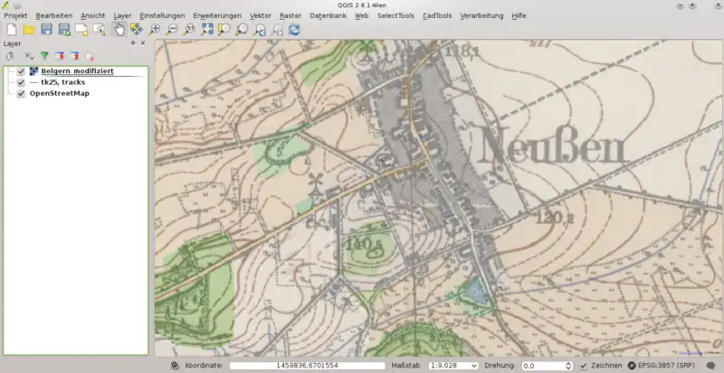 Die Geotiff-Datei und Referenzkarte passen