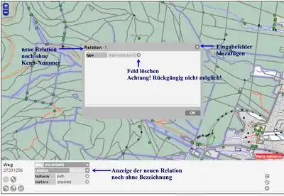 neue Relation - Eingabefenster