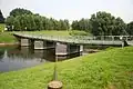A pontoon bridge Rheindorf at Wupper in Leverkusen
