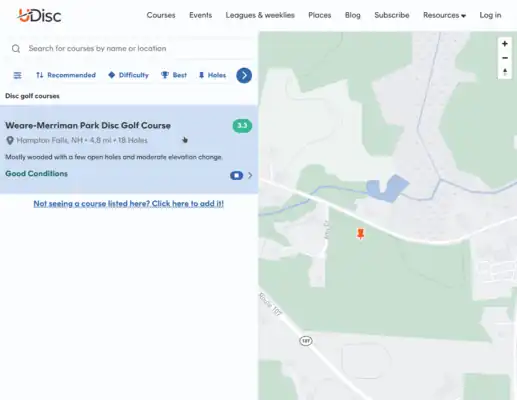 Example rendering of a disc golf course marker on a map.