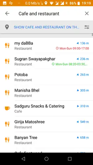 Nearby POI with opening hours