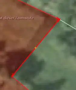 Der fehlerhafte Weg in JOSM mit den relevanten Punkten selektiert