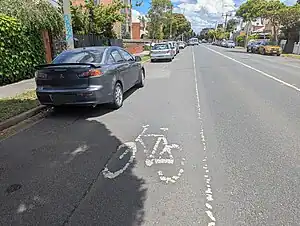 shared parking and bicycle lane