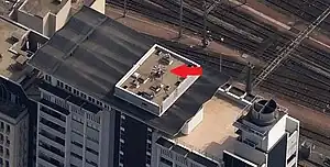 Roof-mounted siren in France (nestled among other equipment): emergency=siren location=roof support=roof