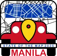 The conference logo for the State of the Map 2025 is a stylized version of a Jeepney, a form of public transport bus vehicle commonly found in the Philippines.
