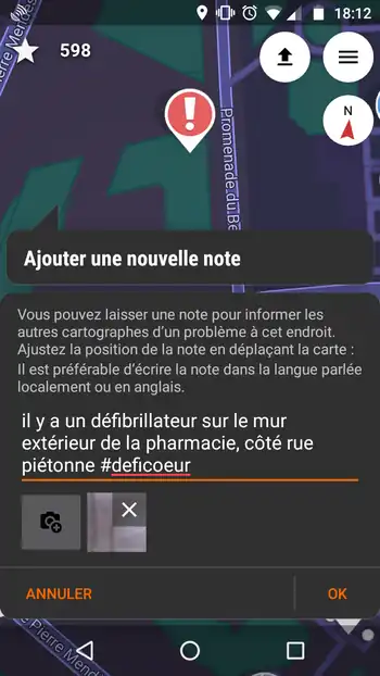 créer une note avec StreetComplete