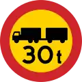 Suède&nbsp;: maxweightrating:hgv=30
