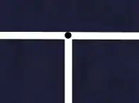 A simple valid road junction (the black dot in the centre is included in both white ways)