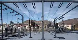 Illustration of busbars and bay lines in a substation in Ebingen, Germany