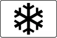 Black snowflake on white rectangle