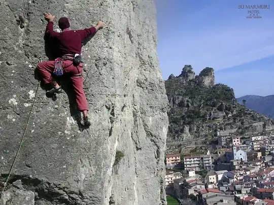 Climber free climbing