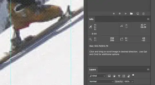 Measuring the angle of the ski on the slop in photoshop