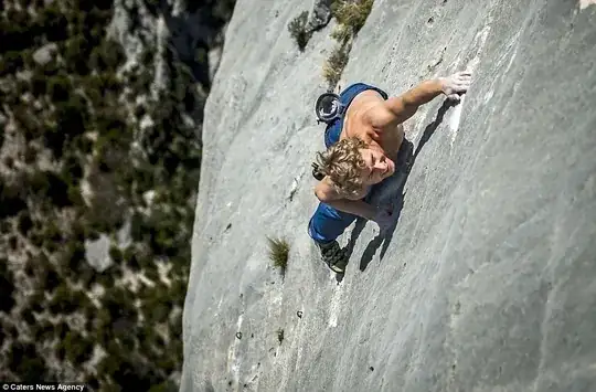 Climber free soloing