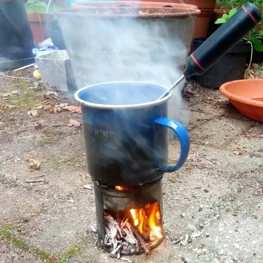 My alcohol stove used as a twig stove