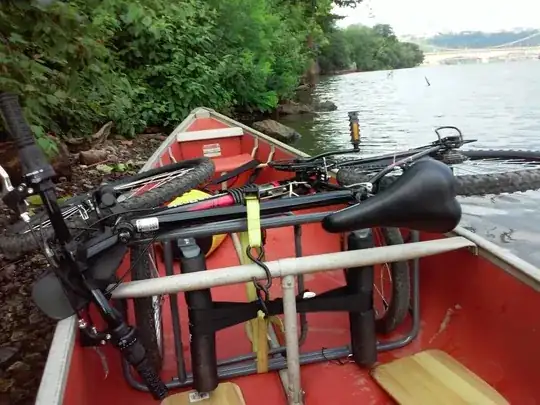 Bike in canoe from canoew