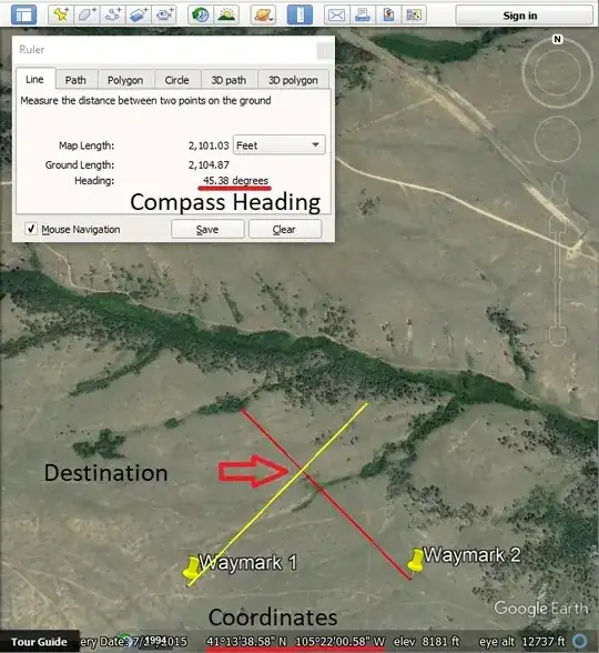 Triangualting a position with Google Earth