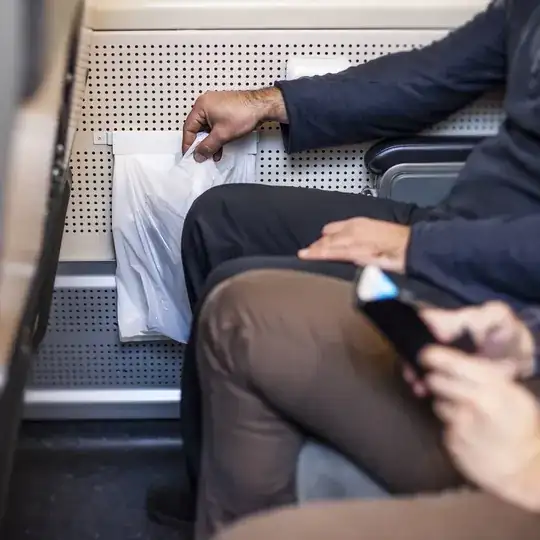 The Polynova plastic bags in use by Swedish public transportation
