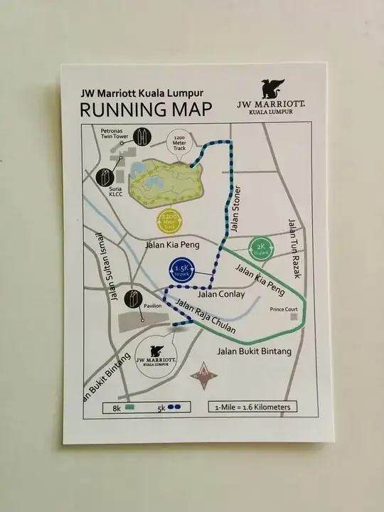 running route map JW Marriott Kuala Lumpur