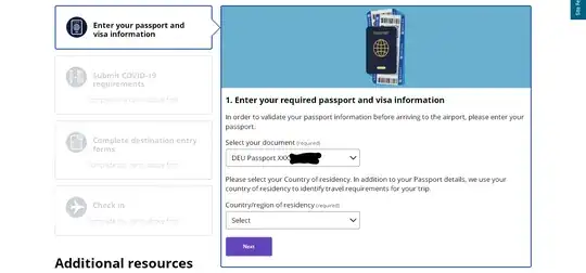 Screenshot of United web form