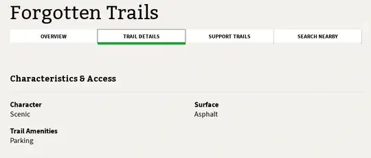Forgotten Trails details showing asphalt surface type
