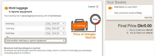 snapshot of my booking weight