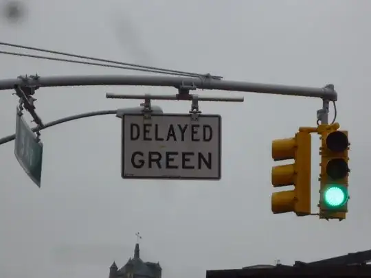Delayed green sign on U.S. traffic signal